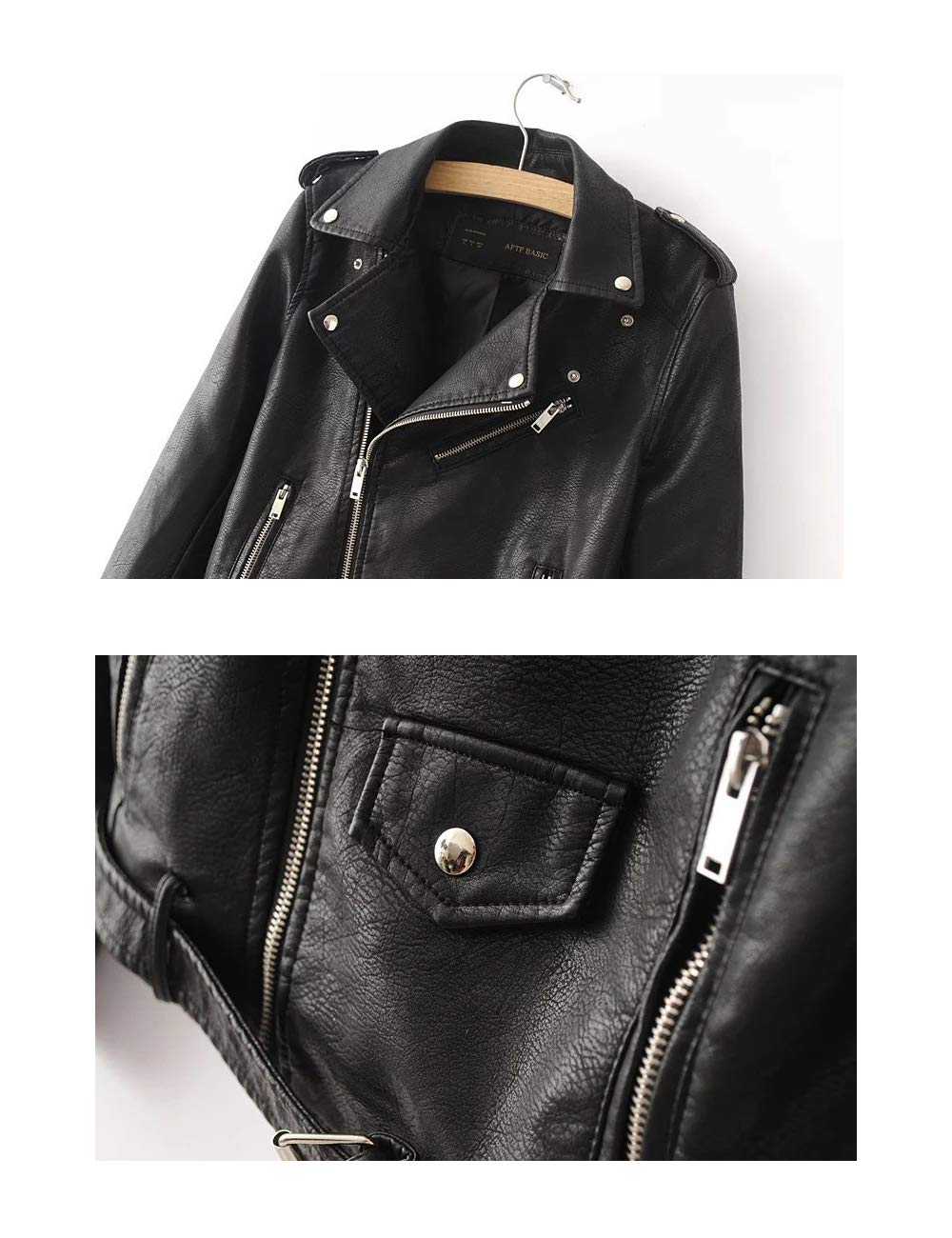 ShiFan Giubbotto di Similpelle Chiodo Donna Giacca da Motociclista Pu Pelle Cappotto Zip Sottile
