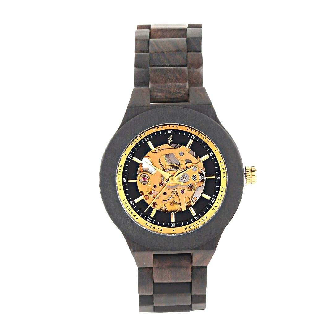 Elfen Watches | The Marine Spy Wooden Watches for Women | Black Sandal Wood Brown Strap | Black Dial Womens Watch | Fully Automatic Womens Watch (B0BPPRJYL1) Amazon Price History, Amazon Price Tracker