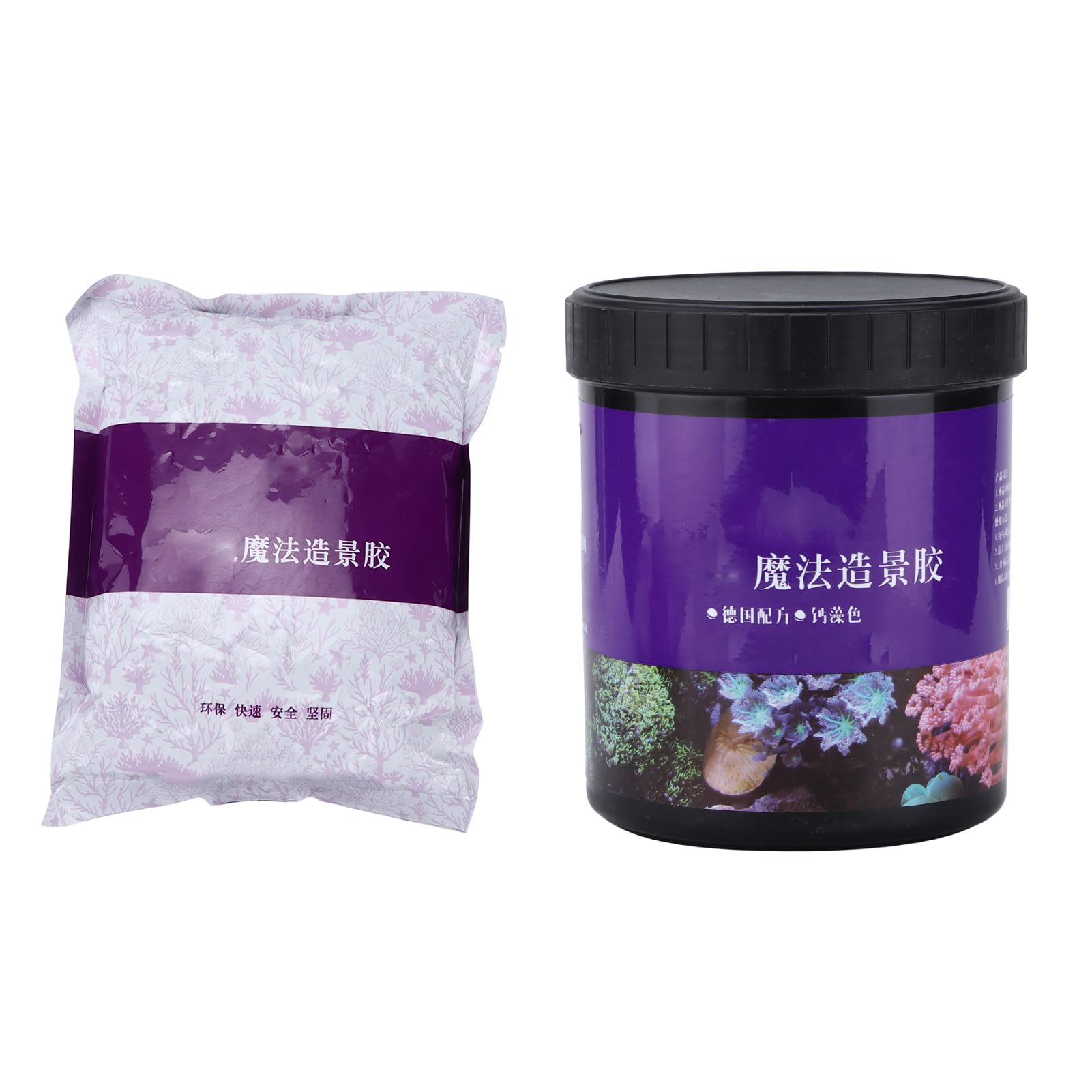 Colle de Corail pour Aquarium, Adhésif Transparent instantané pour Décorations D'aquarium, 800g, sans Danger pour la Vie Aquatique (Couleur des algues calcaires)