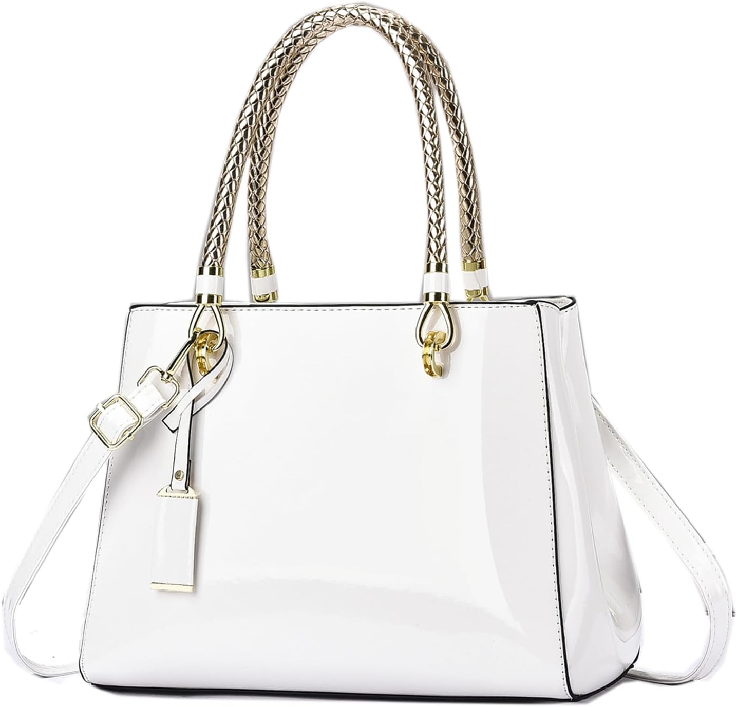 Patent Leather Handbag Shiny Shoulder Bag Large Top-Handle Satchel Purse for Women