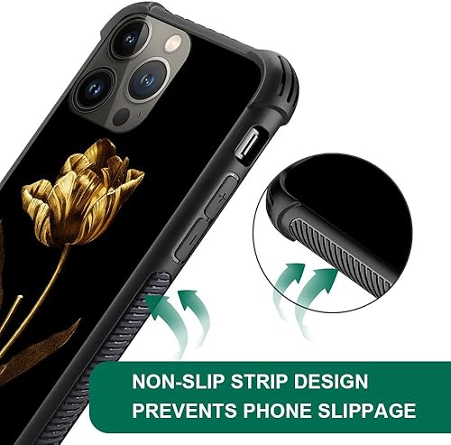 Miniatura 4 de DAIZAG Funda compatible con iPhone 15 Pro Max, funda Art Golden Rose para iPhone 15 Pro Max, fundas para hombre y mujer, protección completa, a