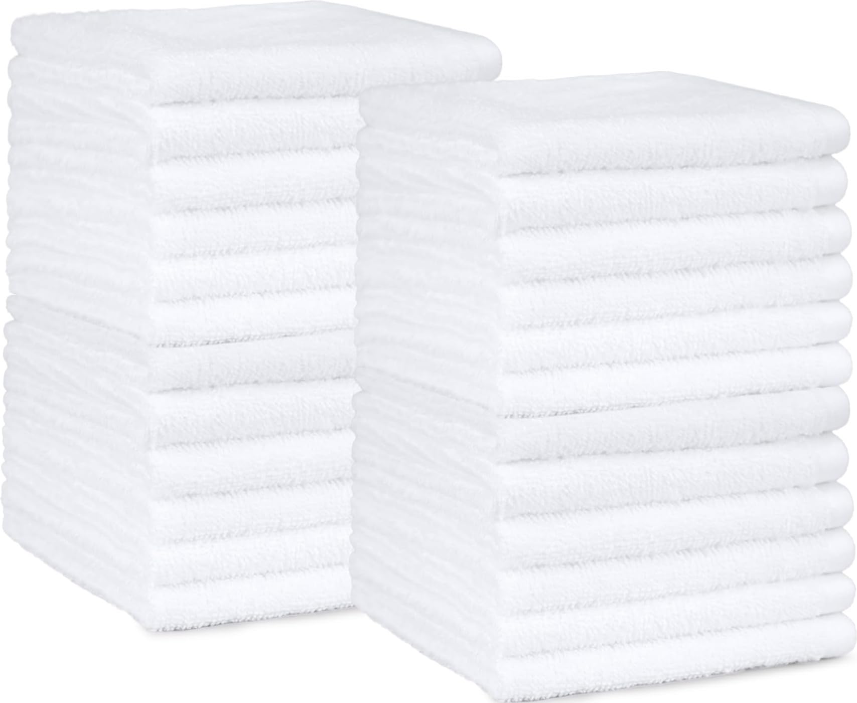 Amazon Basics Highly Absorbent, Fast Drying 100% Cotton Washcloths for Bathroom, Machine Washable, Soft, 12 x 12 in, White, 60-Pack