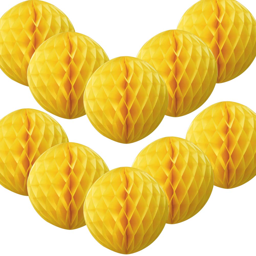 Time to Sparkle 10 Pack Tissue Paper Honeycomb Balls Table Centrepiece Lantern Garland Wedding Decoration Ball-hot Yellow, 14"(35cm)