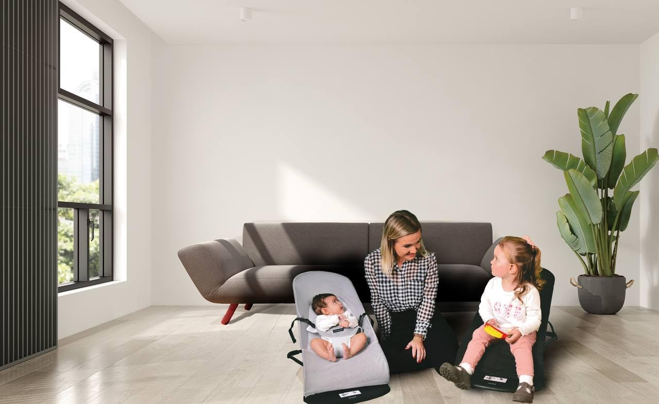 GalPat Baby Hamaca Bebé Plegable + Arco de Juegos - Balanceo Natural - Ergonómica - Tejido Algodón color gris Suave y Antialérgico - 3 Posiciones