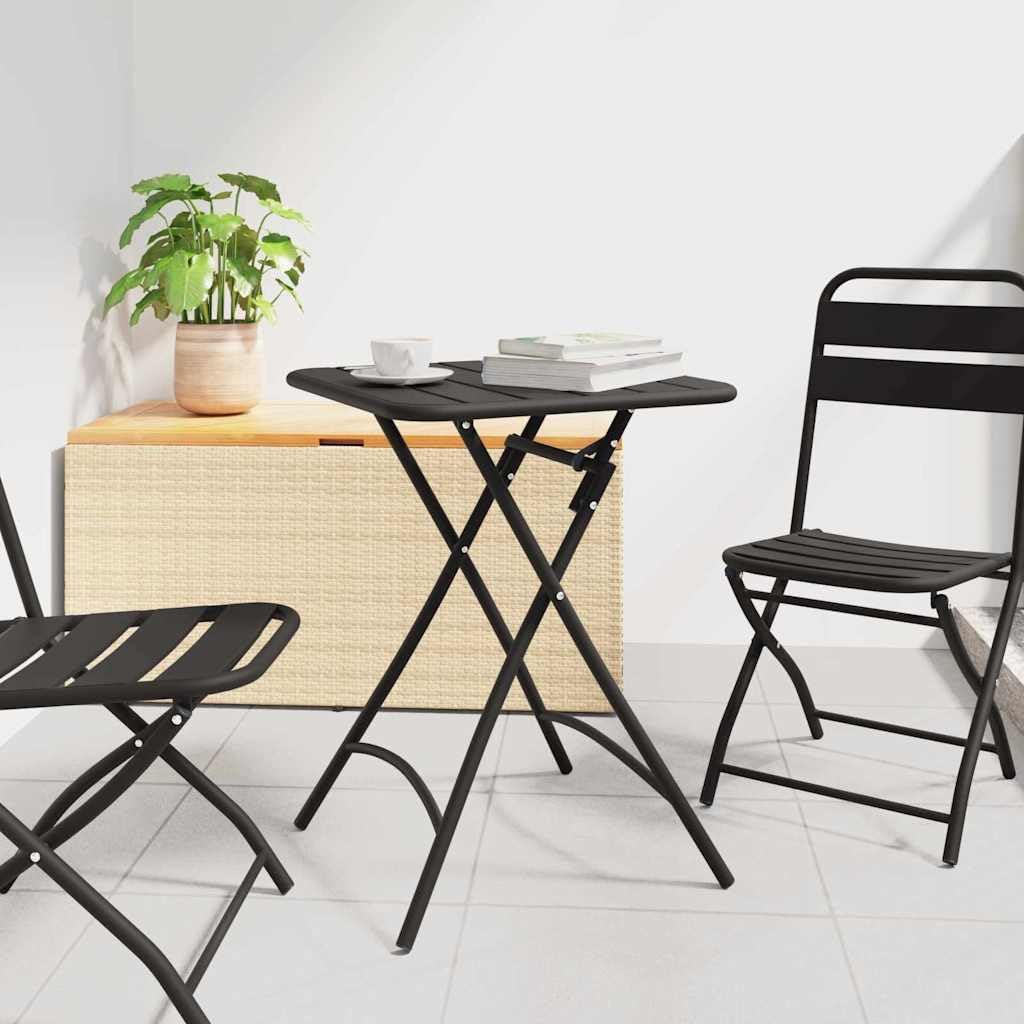 Stolik bistro antracytowy ze stali malowanej proszkowo, 55 x 55 x 72,5 cm, składany, do ogrodu, na taras, balkon, kemping, piknik i jedzenie na świeżym powietrzu