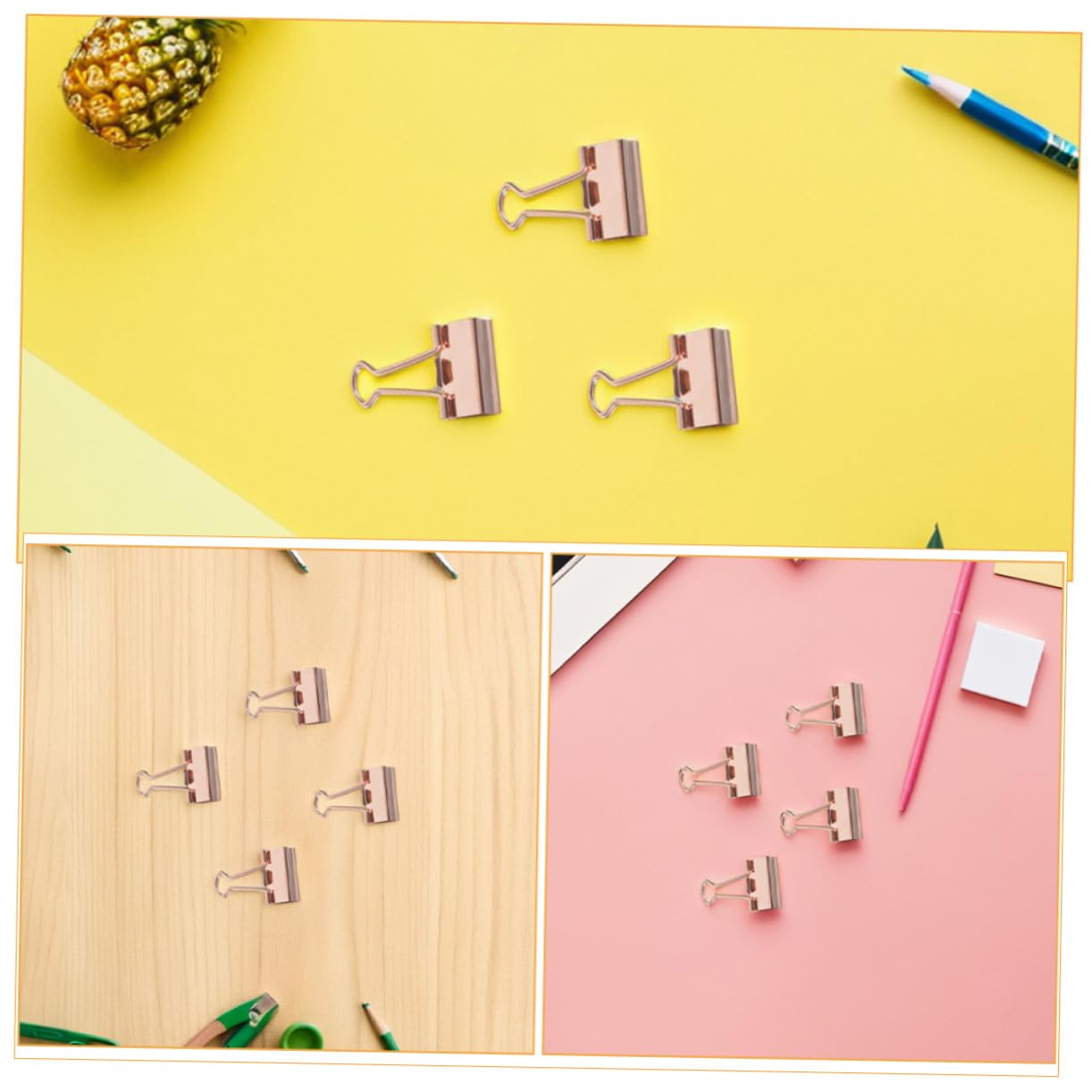 Mipcase 100pezzi Fermagli in Metallo per Raccoglitori in Oro Rosa per Organizzare Ricevute Documenti d Esame e Quaderni Clip Robuste e Compatte
