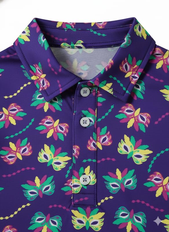 Image of Kids Easter Pattern Multi-Colored Printed Short Sleeve Button-Up Polo Shirt for Boy