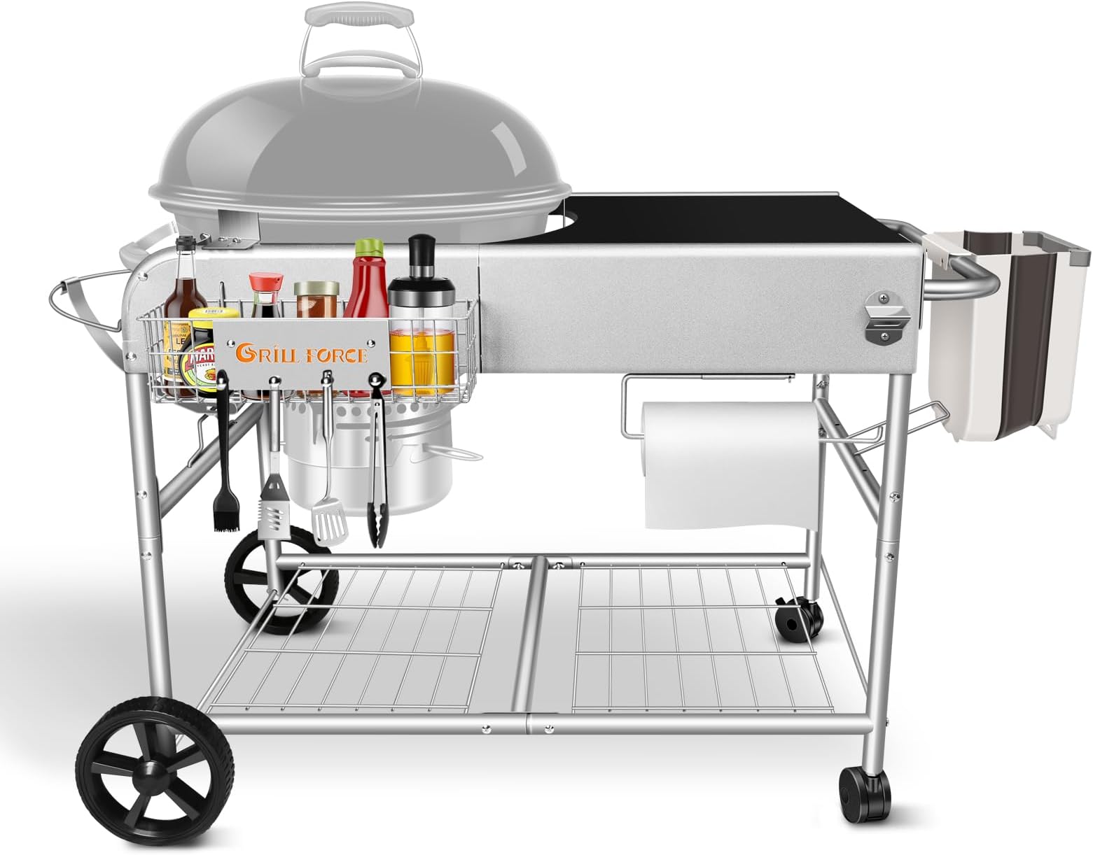 Grill Table for Weber 18" & 22" Original Kettle,Kettle Grill Cart,Outdoor Prep Table for Weber Original Kettle,Jumbo Joe,Master-Touch Charcoal Grill,Performer Charcoal Grill Accessories