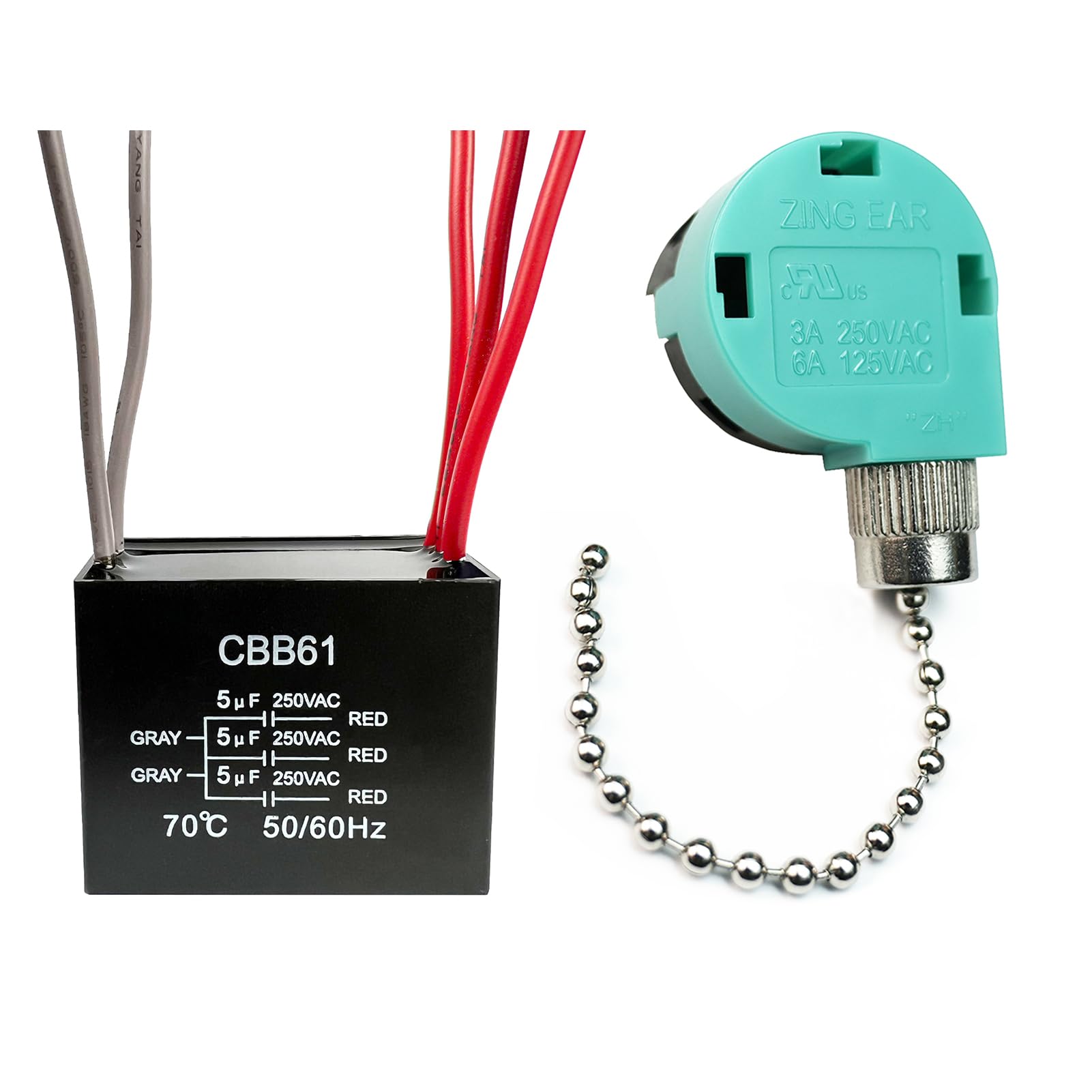 chi-sanman  Ceiling Fan Capacitor CBB61 4.5uf + 6uf + 5uf 5wire 250V