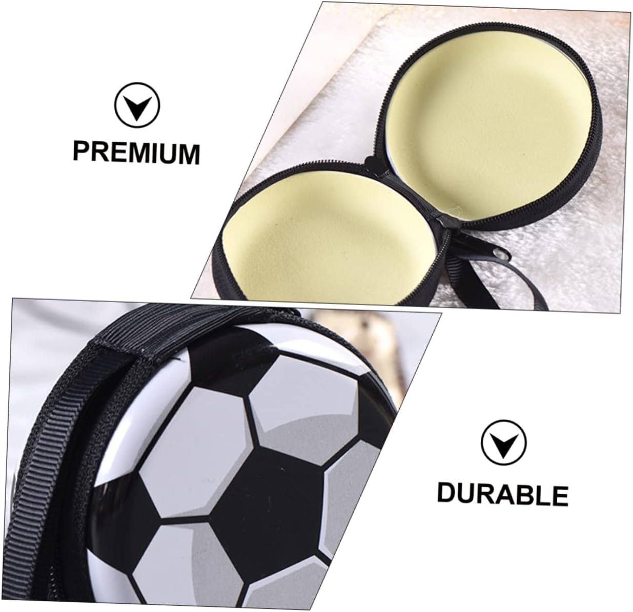 CHILDWEET Football Pattern Tinplate Storage Box Small Rounded Coin Bag Zipper Creative Snack and Change Holder for Boys and Girls for Parties Random Color