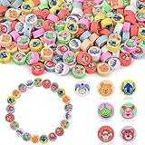 350Pcs Polymer Clay Beads,Mixed Colorful Cute Beads Bulk for Jewelry Making,Anime Cartoon Charm Beads Kawaii Accessories Kit for DIY Bracelet Necklace Earring Making (Cartoon)
