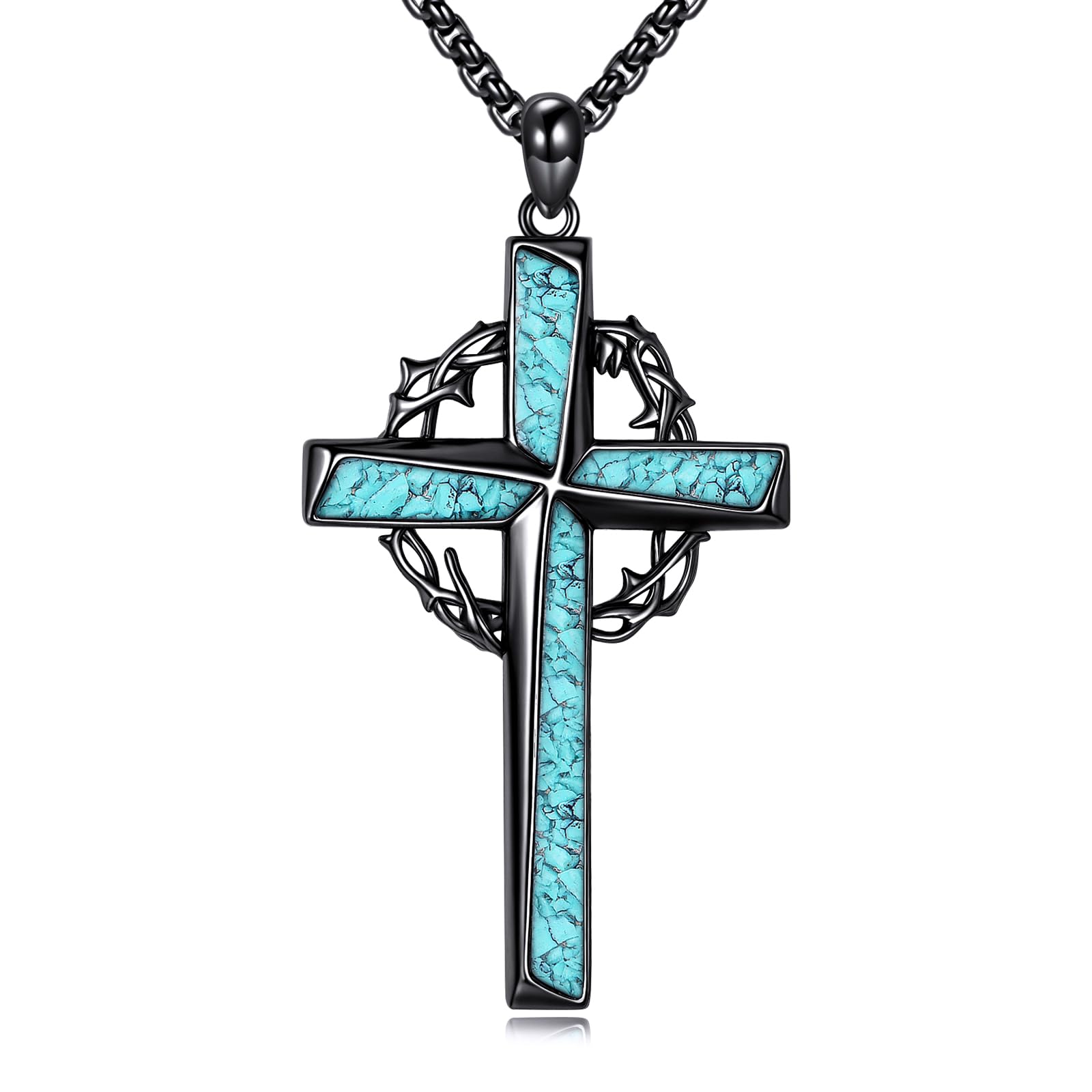 JERWLI Kreuz Halskette 925 Sterling Silber Kreuz Krone/Keltisches/Berg/Flügeln/Fischhaken/Tempelritter Kreuz Schmuck für Männer Frauen Damen Mutter Liebe Christian Geschenke