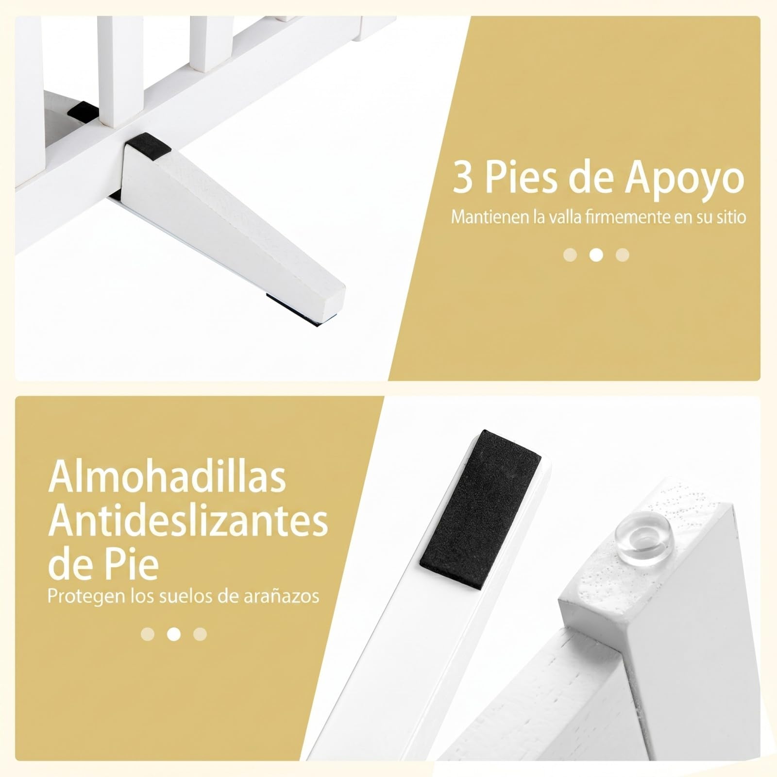 COSTWAY Barrera de Seguridad para Perros Plegable, Puerta para Perros de 6 Paneles de Madera con Patas de Apoyo, sin Montaje, Vallas de Seguridad para Interior Escaleras Pasillo, 306 x 61 cm