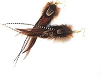 Vista 7 de Real Feather Earrings Boho Feather earrings in Natural Feathers Brown Amber and Tan tones