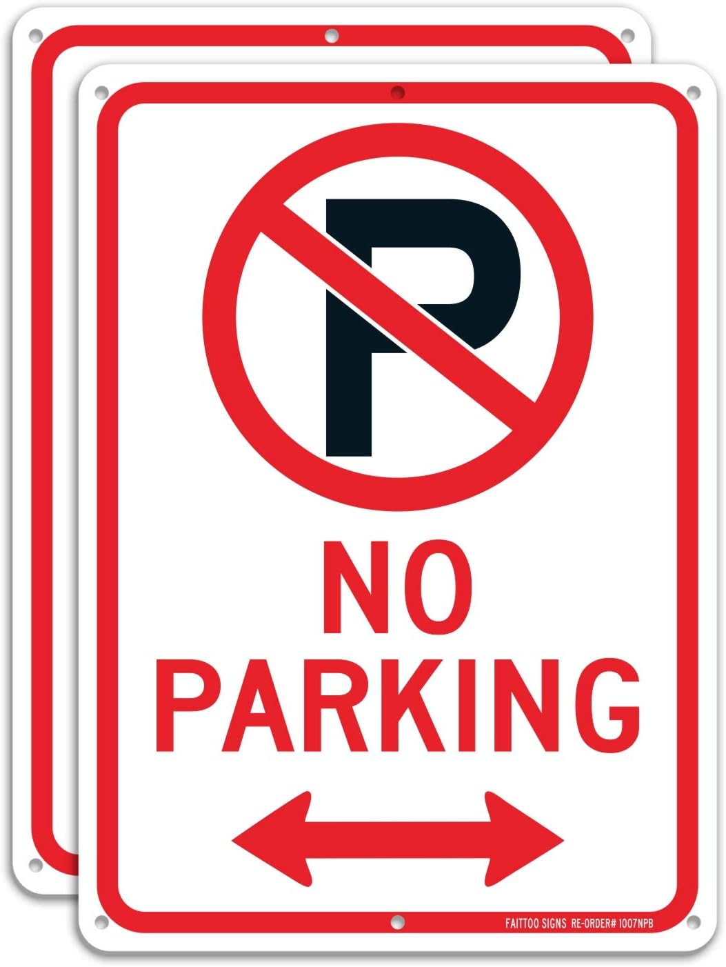 (2 Pack) No Parking Sign With Symbol With Arrows Sign, 10 x 7 Inches Reflective .40 Rust Free Aluminum, UV Protected, Weather Resistant, Waterproof, Durable Ink, Easy To Mount