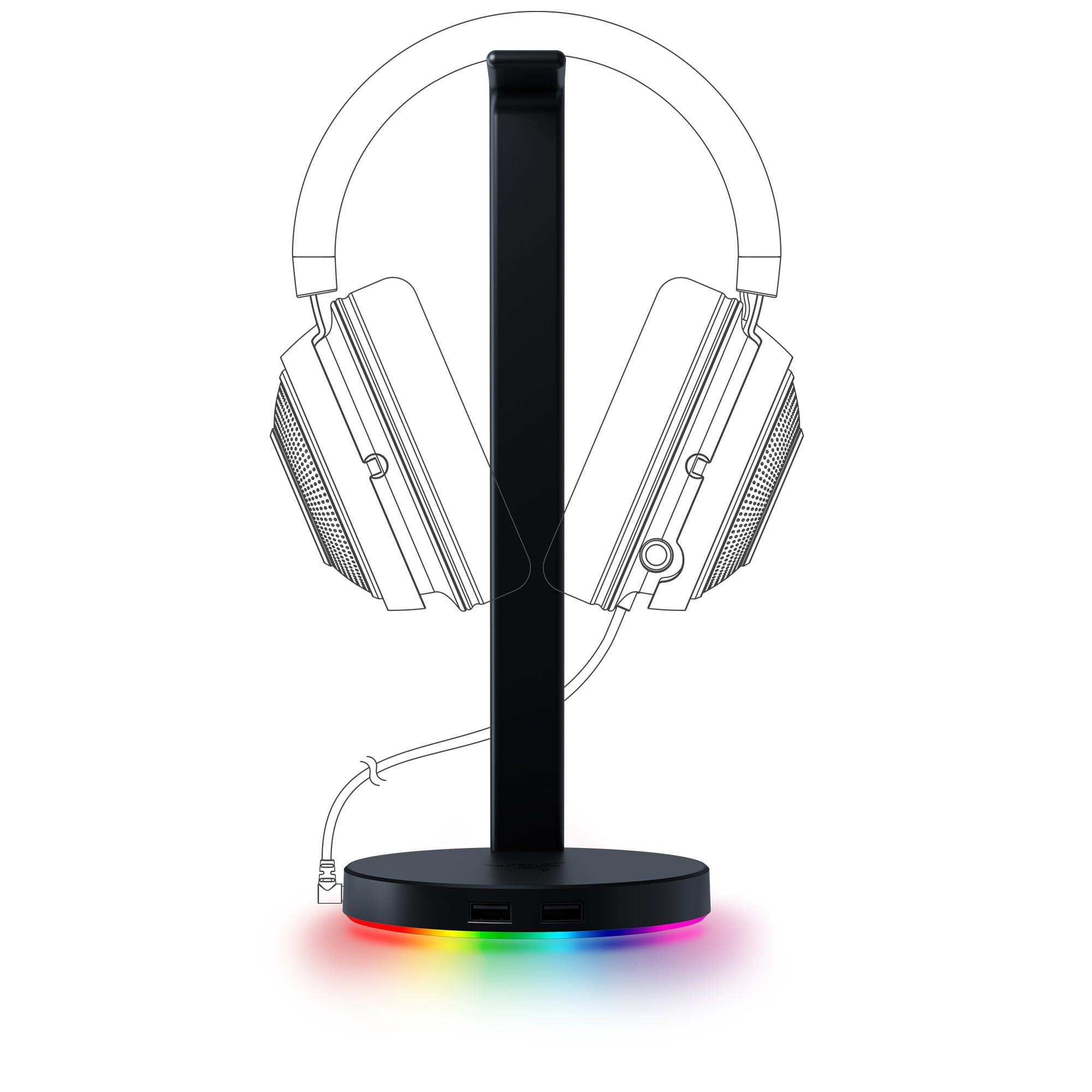 Razer Base Station V2 Chroma - Support pour Casque avec concentrateur USB (Éclairage Chroma RGB - 2 Ports USB 3.1, Base antidérapante, Conçu pour Les Casques de Jeu) Noir
