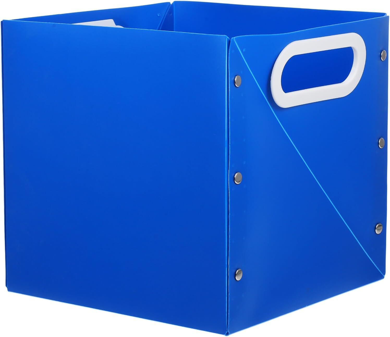 Collapsible Desktop Makeup Organizer and Pen Holder Small Blue Foldable Storage Box for Office Desk and Home Desktop Organization