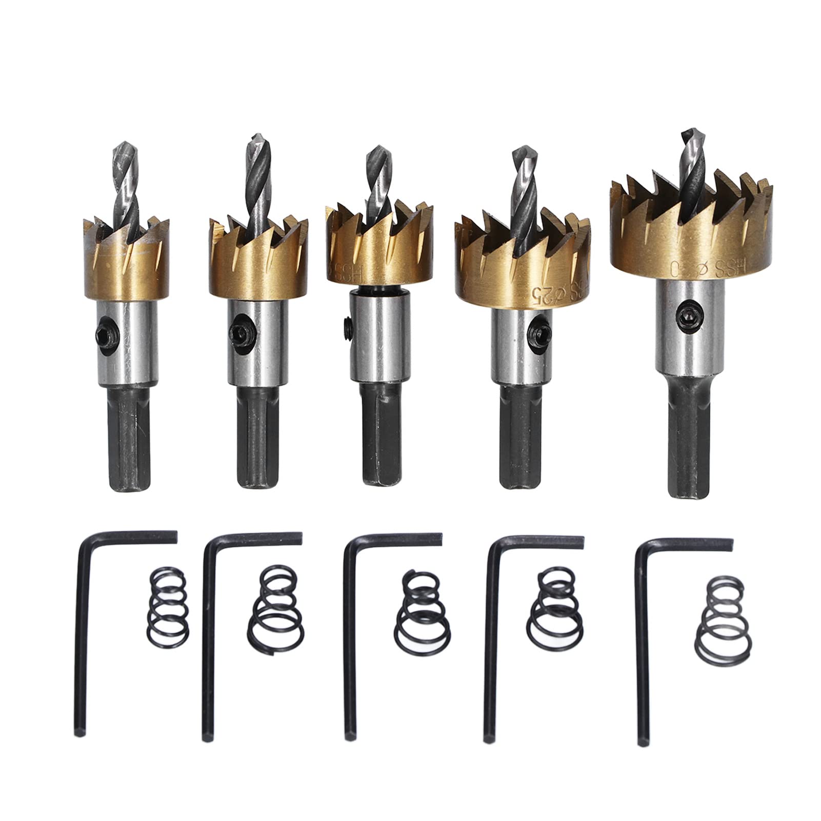 5Pcs Hole Saw Drill for Metal, High Carbon Steel Hole Saw Bit Heavy Duty Cutter Suitable for Metal Steel Iron Wood