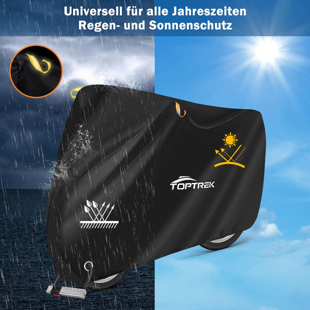 toptrek Housse vélo pour 3 vélos 210D avec bande couture en tissu Oxford imperméable de qualité supérieure - 220 x 120 x 110 cm - Résistance à la déchirure - Protection solaire - Avec sac