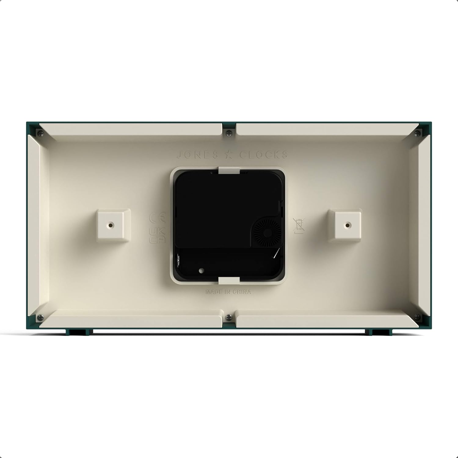 JONES CLOCKS® Odeon Desk Clock | Modern Rectangular Design | Green | Stylish Retro Look for Shelf, Table, Mantel or Bedside