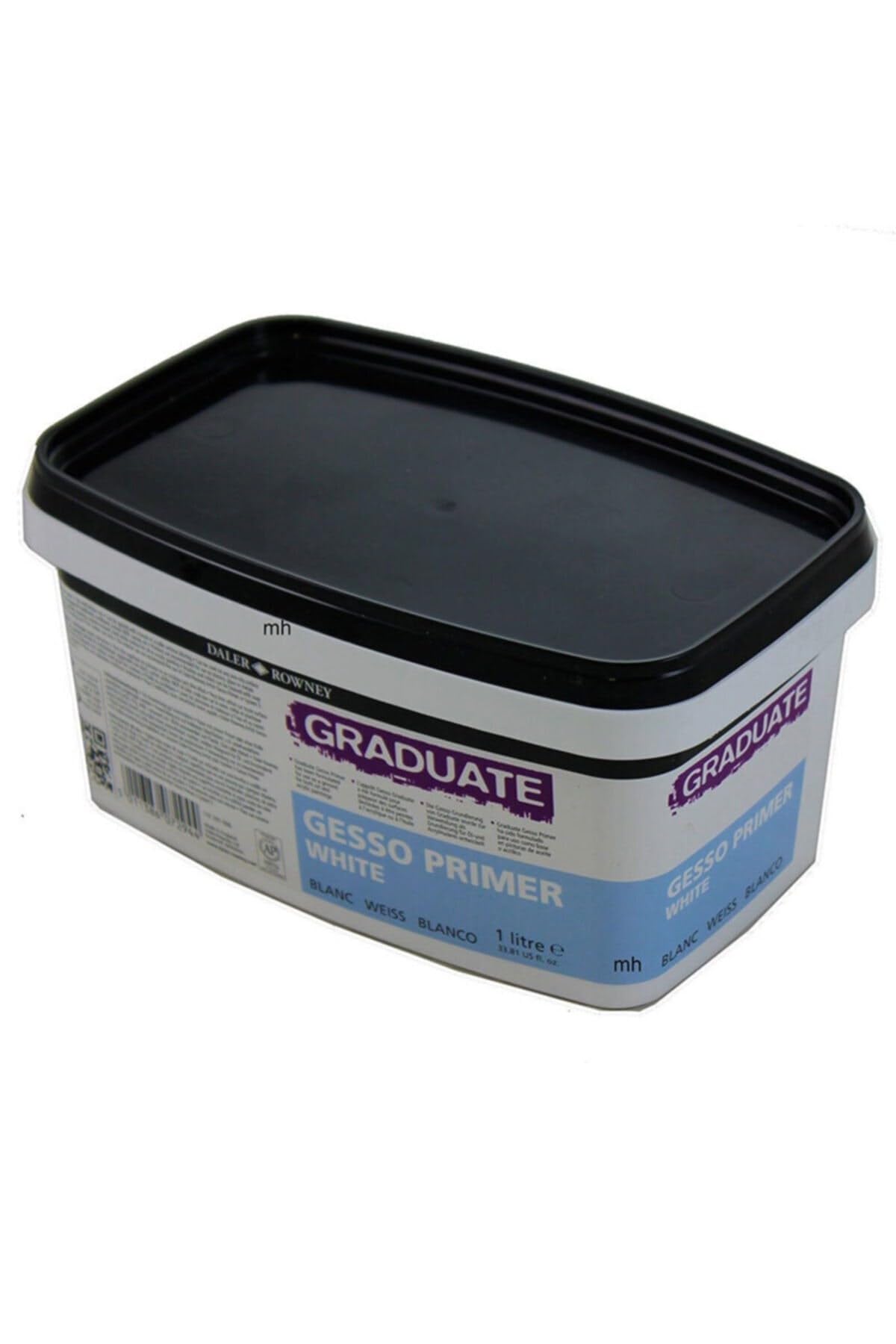Daler-Rowney Graduate Acrylic Gesso, Plastic Pot, 33.81oz - 1L, White Gesso Primer