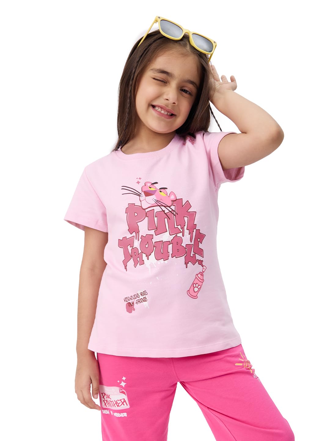 The Souled Store Official Pink Panther Pink Trouble Girls Pink
