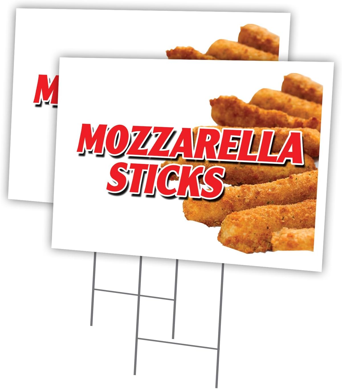 Mozzarella Sticks 2 Pack of 18" x 24" Yard Sign & Stake | Advertise Your Business | Stake Included Image On Front Only | Made in The USA
