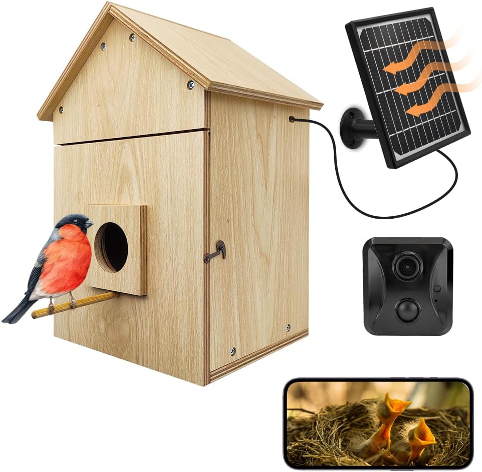 Topodome Bird House with WiFi Camera Solar Powered for Wireless Outdoors