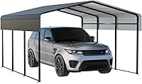 NUGRIART 10x15 FT Heavy Duty Metal Carport with Galvanized Steel Roof - Rustproof Shelter for Cars, Trucks, Boats, SUVs