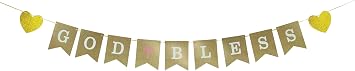 God Bless Banner Baptism Decorations for Girls,First Communion Confirmation Decorations,First Communion Baptism Wedding Birthday Party Baby Shower Bautizo SuppliesPink