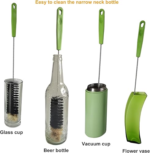 Miniatura 2 de Paquete de 2 cepillos para botellas de 16 pulgadas, cepillos de limpieza de mango largo para limpieza de botellas de cuello largo y estrecho, agua,
