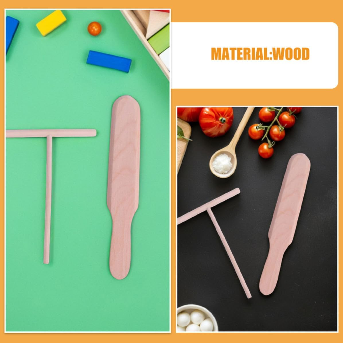 Wooden Pancake Spatula Flipper 2pcs for Kitchen and Restaurant Use