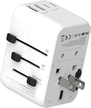 Universal Travel Adapter, International Power Plug Adapter with 3 USB-C & 2 USB-A Ports, All-in-One Worldwide Wall Charger for US EU UK AUS, Compatible with Type C/G/A/I Plugs for Travel