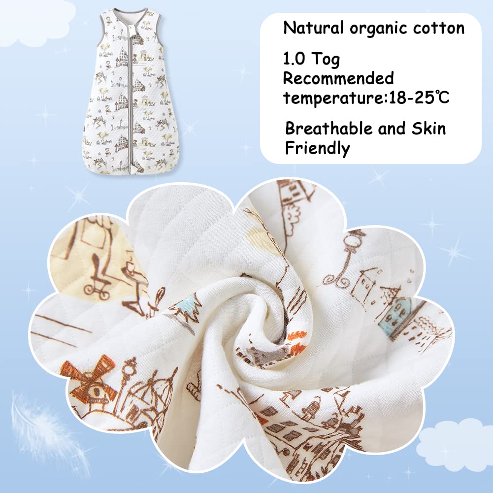 Fairy Baby Sacco Nanna per Neonati 1.0 Tog Sacco a Pelo Senza Maniche per Neonato Bambino Bambina Morbido Cotone Traspirante Swaddle