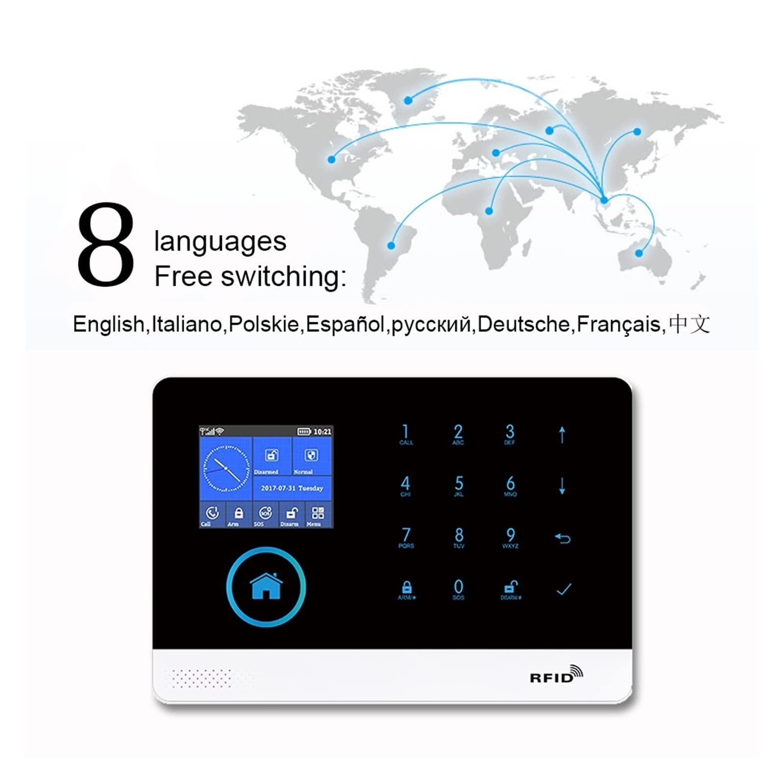 Sistema di Allarme di Sicurezza Domestica, PG-103 Wireless gsm Allarme con Metal Detector Finestra Porta Sensore Smart Home Kit di Sicurezza for TUYA App(gsm-Set K)