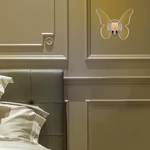 Miniatura 5 de Chrasy Lámpara de pared LED de 10 W para interiores, moderno aplique de pared LED, lámpara de pared creativa de mariposa acrílica con base de color