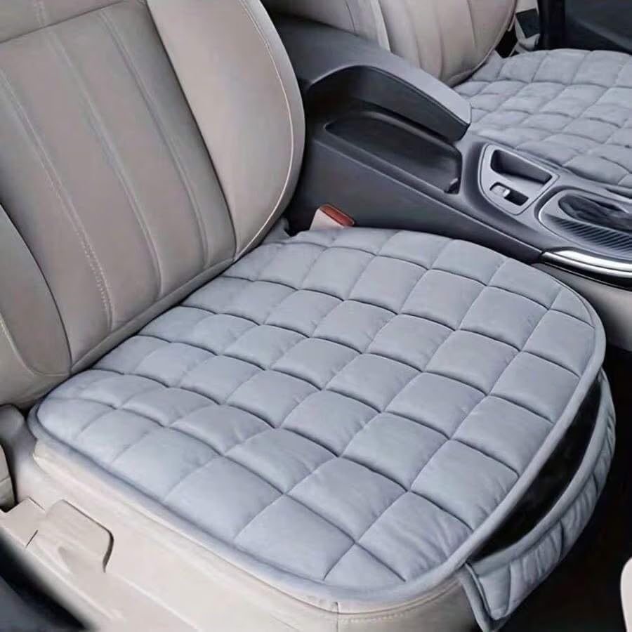 Car Seat Soft Cushion 60×50 cm,Ultra-Soft Memory Foam Car Seat Cushion,Seat Cushion Cover with Non-Slip Grip and Storage Pouch,Universal Fit, Easy-Care, All-Season (Gray)-image-3