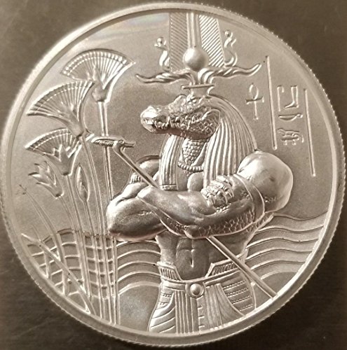 Sobek Egyptian God high Relief Art Round New 3D Elemetal Gator, 2 oz .999