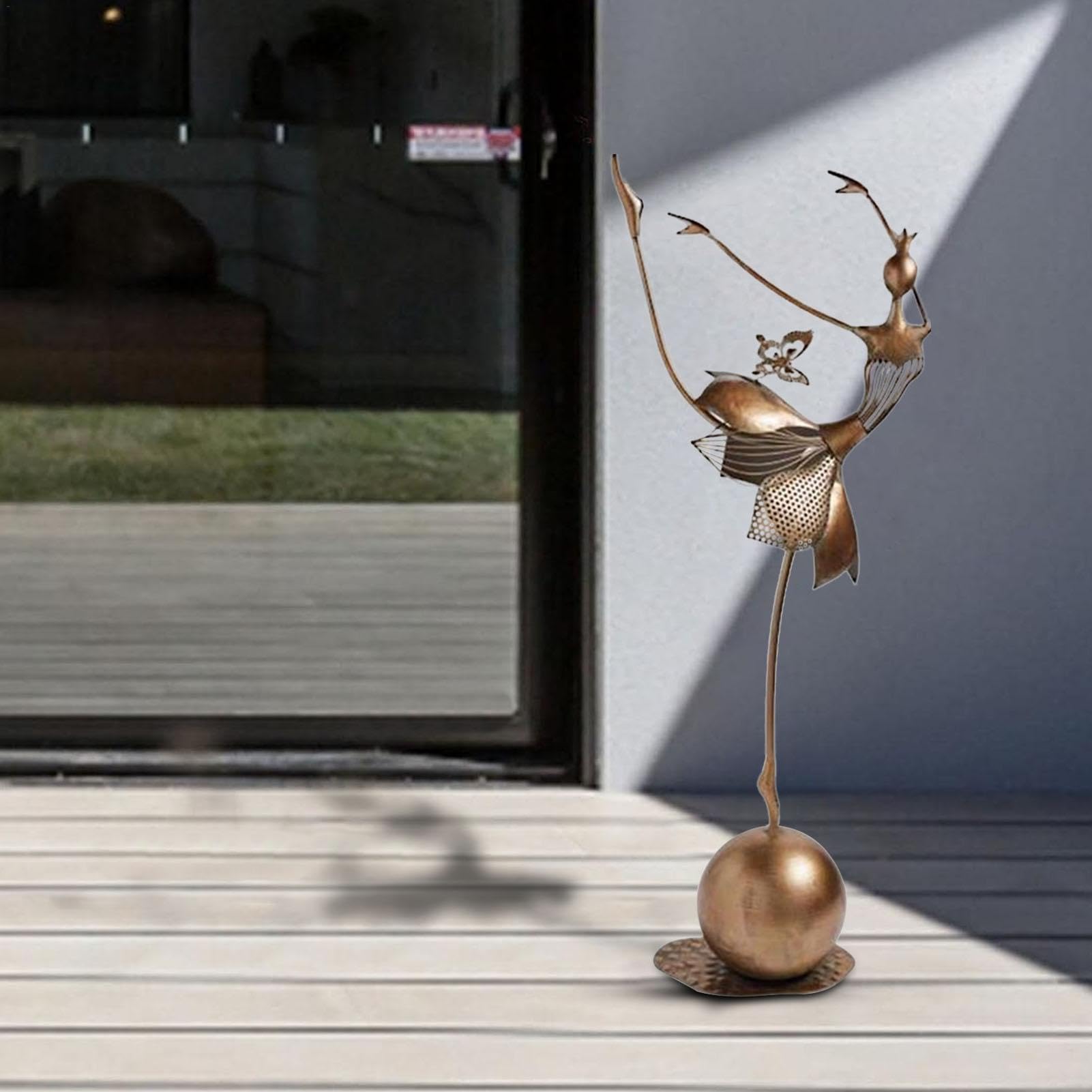 Metall-Tanzmädchen Statue 24 Cm – Ballett-Figur Als Garten-Deko Für Terrasse, Rasen & Außenbereich