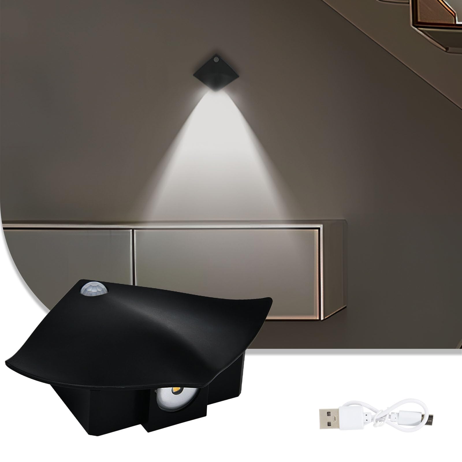 Melofo Motion Sensor Light, 6500K Magnetic Wall Light, Black 1 Pack