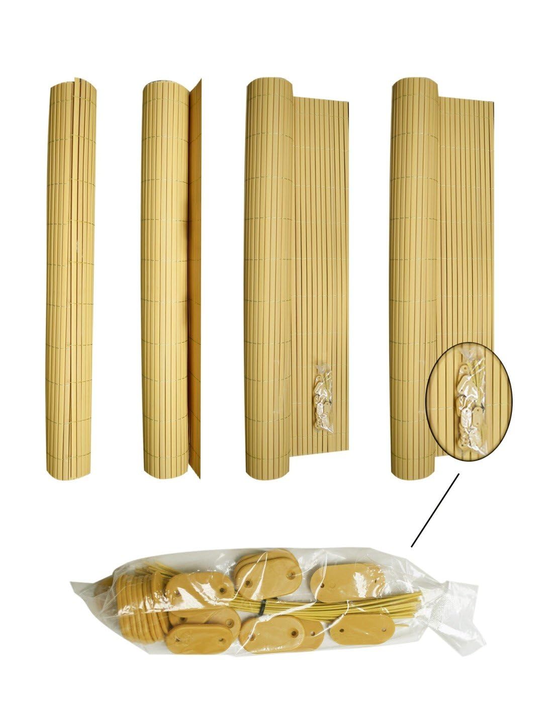 Jardin202 Cañizo PVC Doble Cara 1400gr/m² | Valla ocultación | Resistente a Rayos UV | Bridas Fijación Incluidas | 2x3m (Caña)