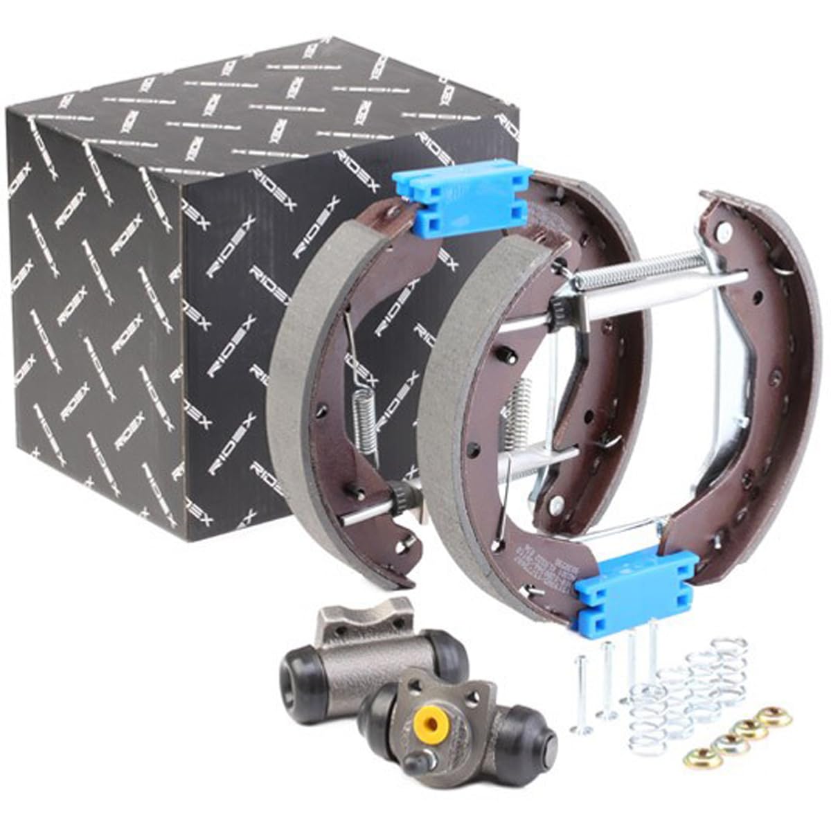 RIDEX 3859B0032 Bremsenset Trommelbremse Bremsbacken Satz mit Radbremszylinder Hinten Kompatibel mit OPEL Corsa C Schrägheck X01 Corsa B Schrägheck S93 COMBO Kasten/Kombi Astra F CC T92 COMBO Tour