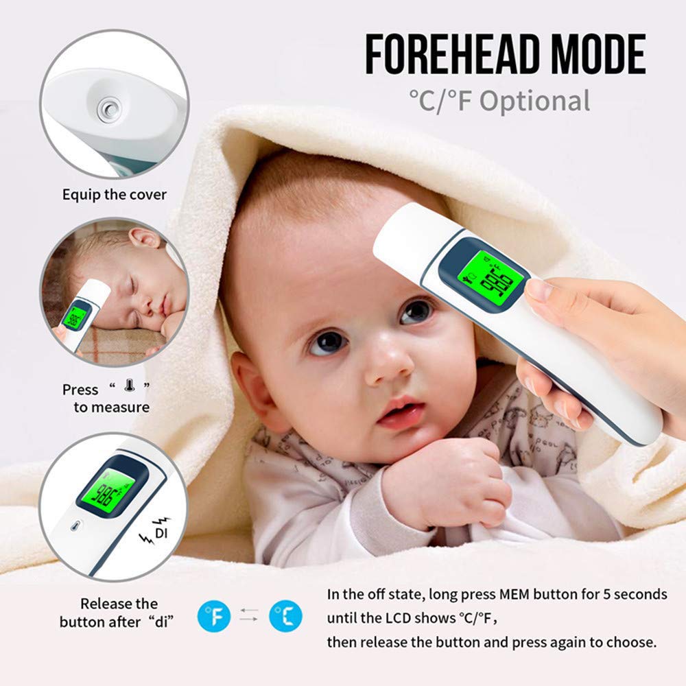 Termómetro Infrarrojo del Bebé, Oído Y Termómetro De La Frente, Termómetro Médico Modo Dual Digital con Fiebre De Alarma, ℃ / ℉ De Conversión, 1S Lectura