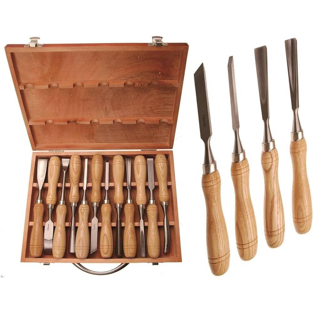 Jeu de Ciseaux à Bois 12 pcs - Acier Durable - Précision et Confort d Utilisation, Pro - D-Work