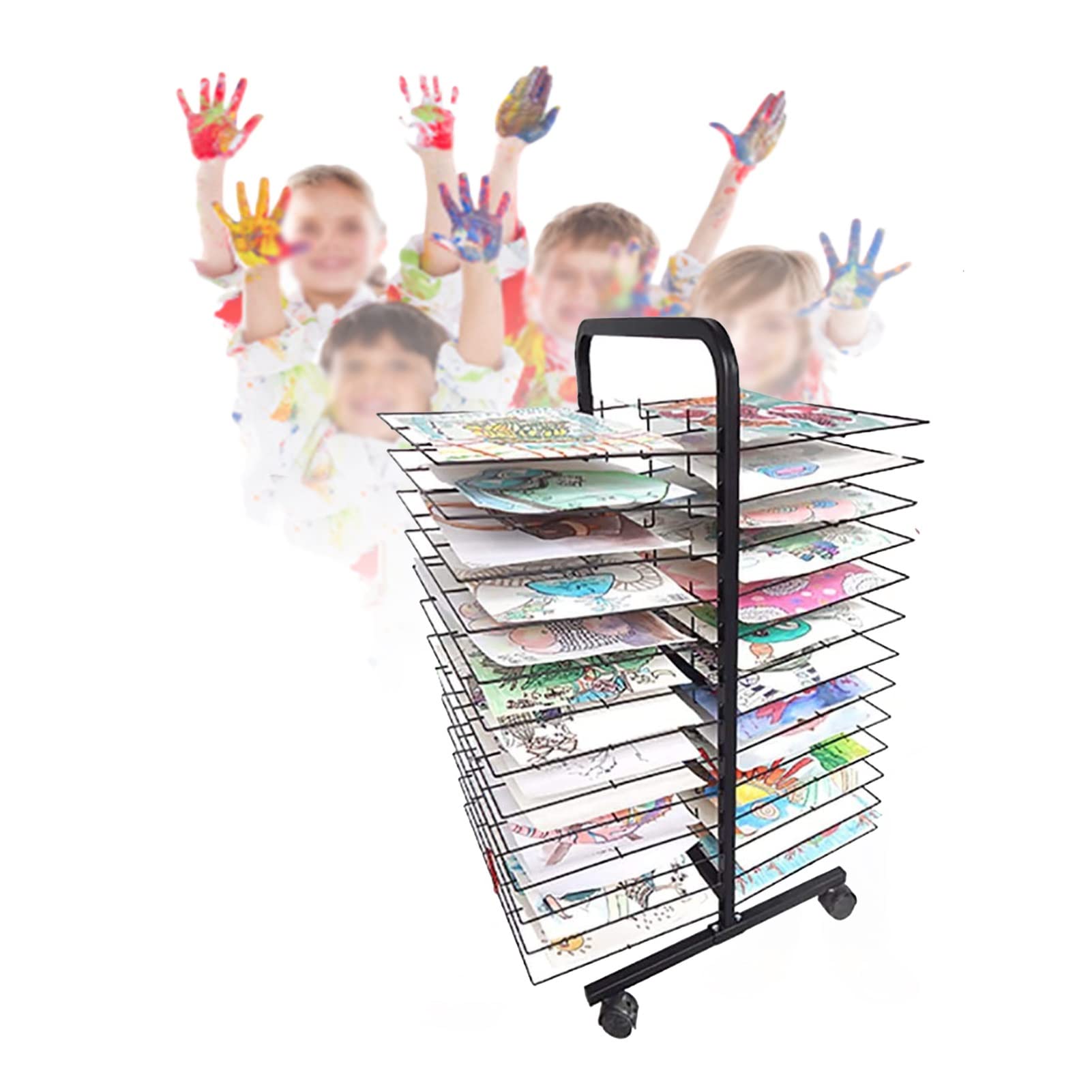 Aioneer Art Drying Rack,Drying Easel,Removable Educational Product Drying Rack with Wheels,Art Class Oil Painting Board A3,K8 Paper Magazine Storage Space Saving