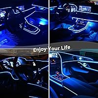 Vista 5 de Luces de cable EL para el interior del coche, luz de panel azul neón de 16 pies/5 m, tira de luz LED para coche, USB 5V, decoración