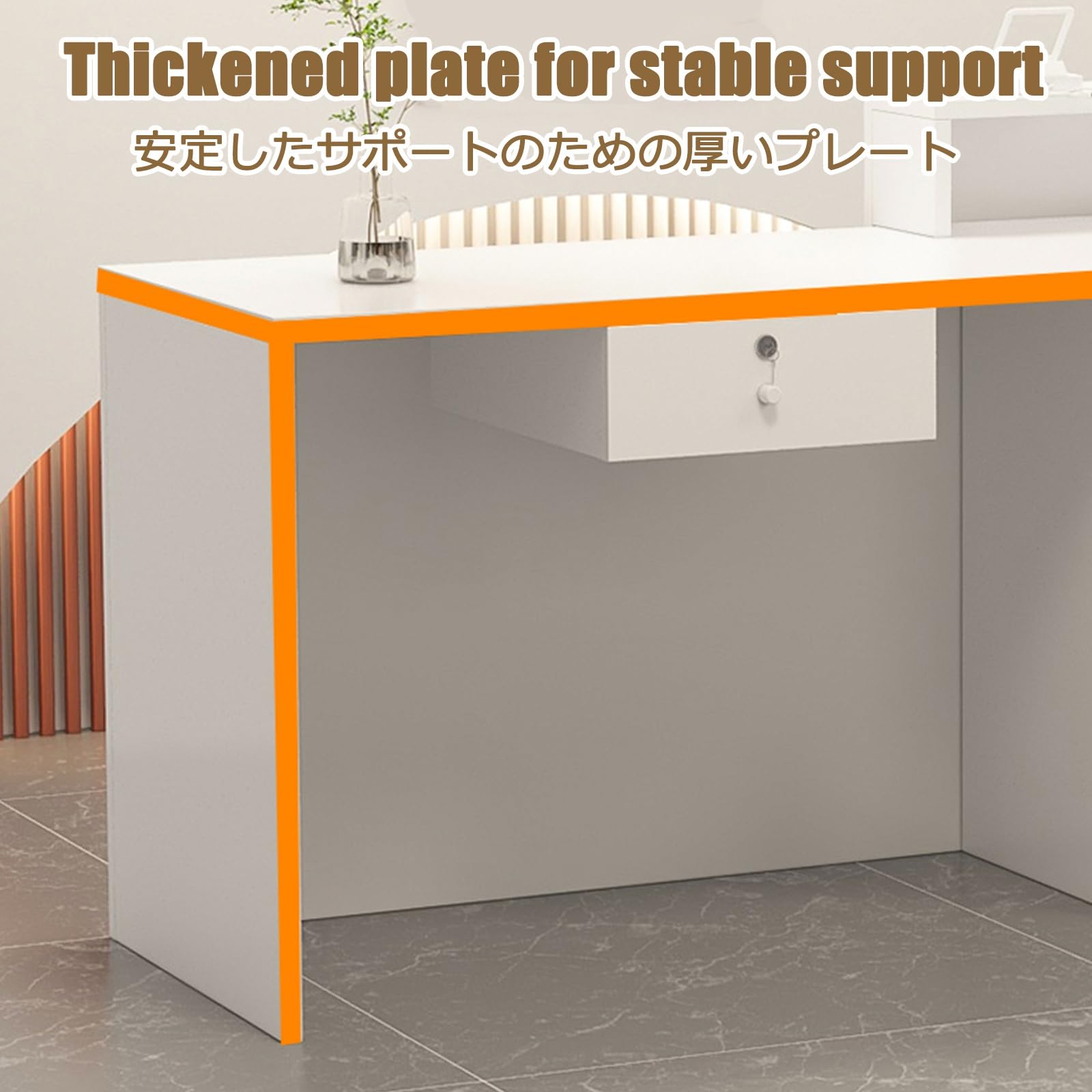 Empfangstheke GroßE Empfangstheke BüRotheke Rezeptionstisch Theke FüR Klinik Empfangstheke Mit Sichtschutz Verkaufstheke Mit Tastaturschublade Empfangstheke Mit Led-Beleuchtung(White,RIGHT_10