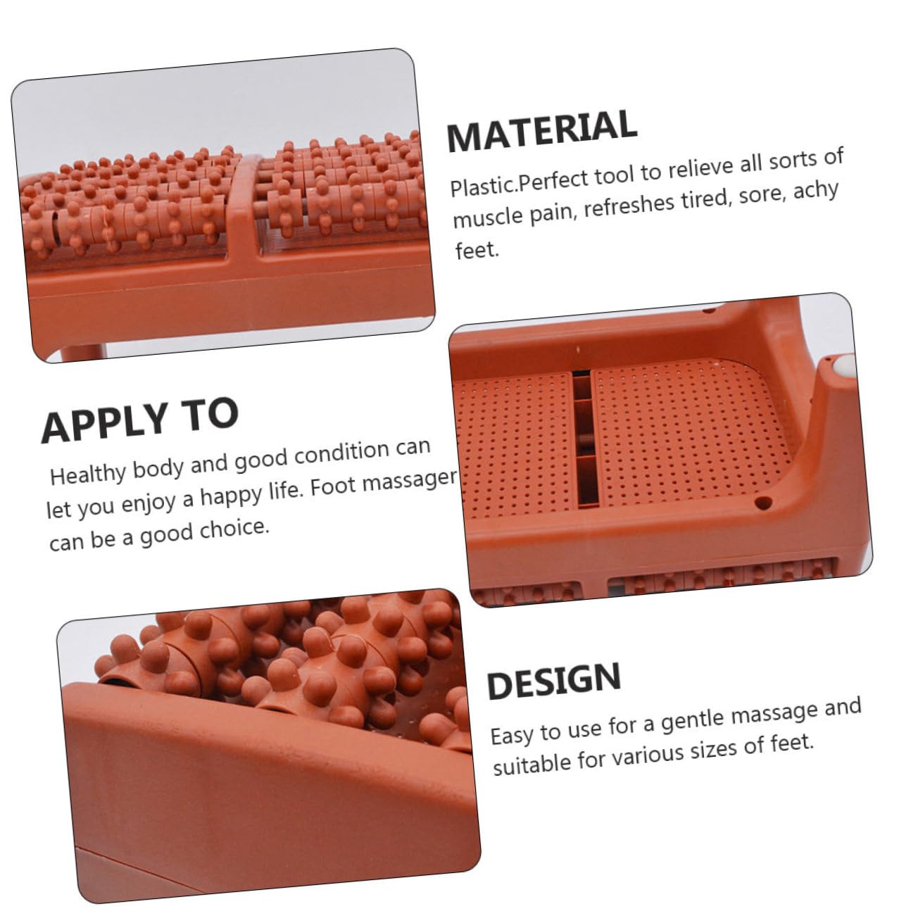 FRCOLOR Rodillo para Pies con Ruedas Y Deslizadores de Masaje de Acupresión Taburete para Masaje de Pies para Uso Doméstico Color Marrón