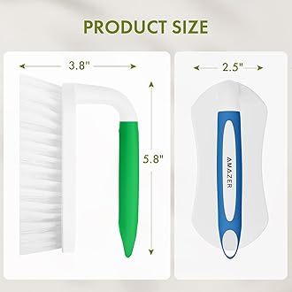 Amazer Scrub Brush for Cleaning Comfort Grip Shower Scrubber Flexible Stiff Bristles with Handle Heavy Duty Cleaner Brush for Tub Sink Carpet Floor - Pack of 2 (Blue+Green)