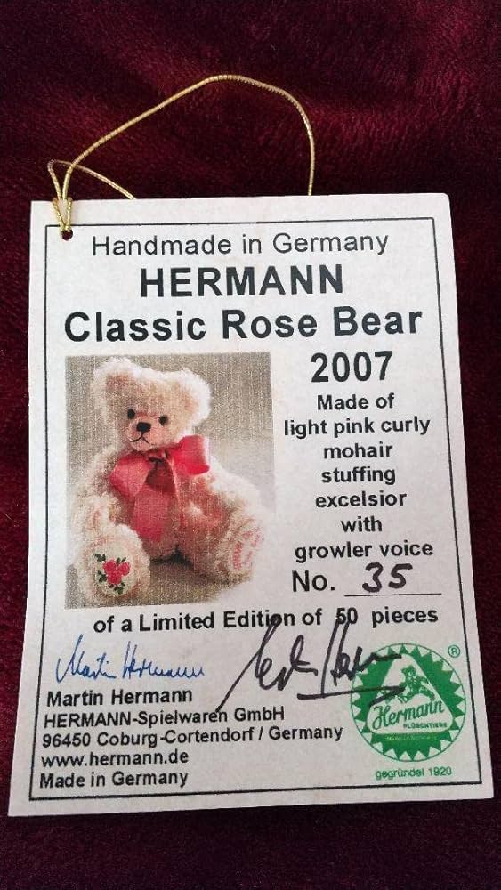 テディベア　HERMAN クラッシック　ローズベア Amazon.co.jp: HERMANN Classic Rose Bear Herman Teddy Bear